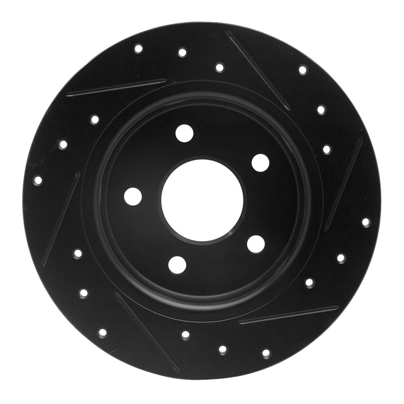 Ford Focus Brake Rotor (1) - Rear Left - R1 Concepts - Drilled & Slotted - Black - `12-`18